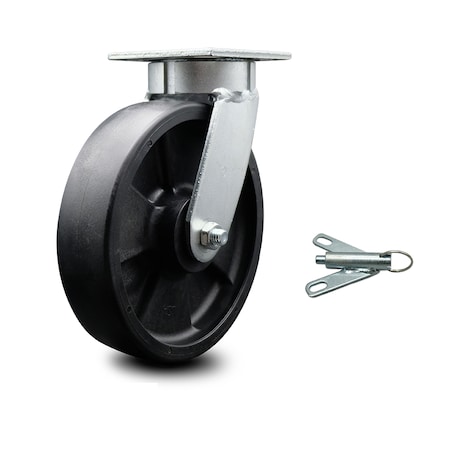 Service Caster 8 Inch Kingpinless Glass Filled Nylon Wheel Swivel Caster with Swivel Lock SCC SCC-KP30S820-GFNR-BSL